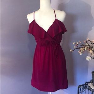 American Eagle merlot mini ruffle dress